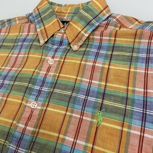 Ralph Lauren Classic Fit Oxford Button Down Shirt Men Medium‎ Madras Plaid SS